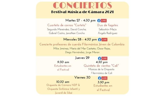 FESTIVAL DE MUSICA DE CAMARA 2021 – EN ALIANZA CON LA FUNDACION BOLIVAR DAVIVIENDA Y LA FILARMÓNICA JOVEN DE COLOMBIA